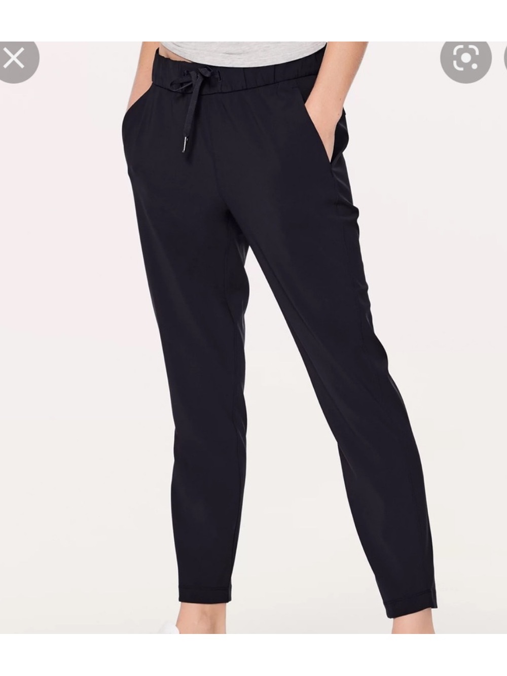 Lululemon Athletica Black On The Fly Drawstring Tapered Joggers, Pockets. Size 4